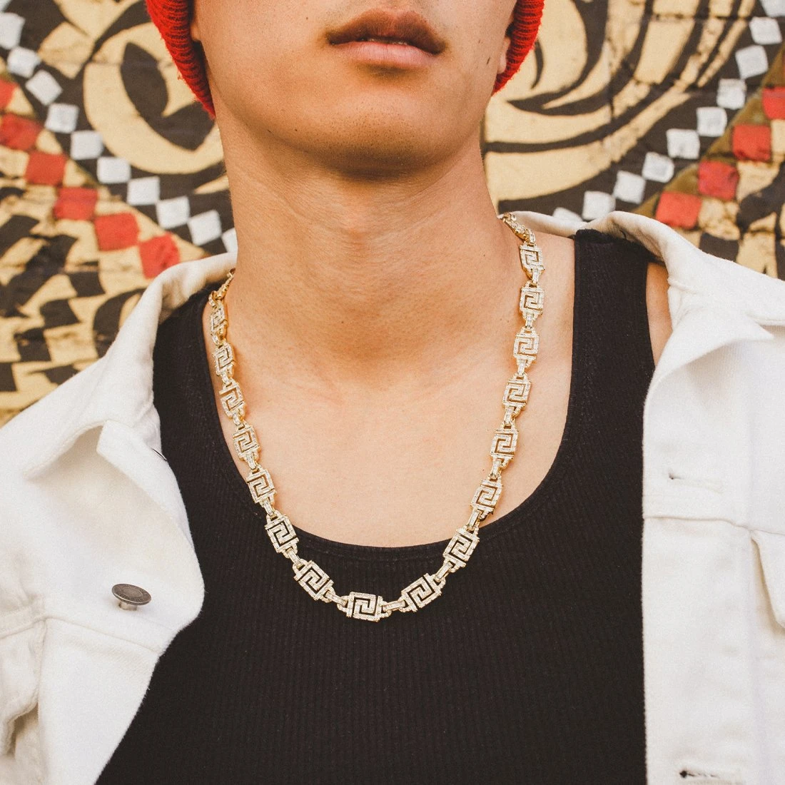 10mm Iced Greek Key Chain 2 10mm Iced Greek Key Chain - Image 2