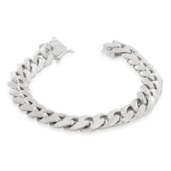 10mm Miami Cuban Link Bracelet -King Ice 10mm miami cuban bracelet sterling silver white gold 8 king ice 34856226029743