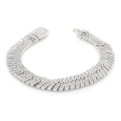12mm Iced Herringbone Bracelet -King Ice 12mm iced herringbone bracelet gold plated white gold 8 king ice 35494946373807