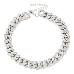 12mm Iced Miami Cuban Link Choker Chain -King Ice 12mm iced miami cuban choker chain gold plated white gold adjustable king ice 33197703954607