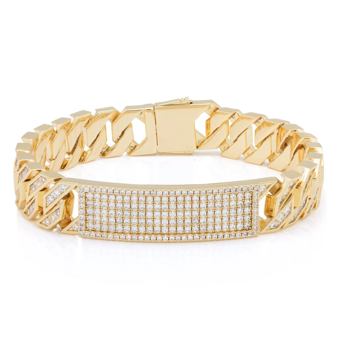 12mm Iced Miami Cuban Link ID Bracelet 1 12mm Iced Miami Cuban Link ID Bracelet
