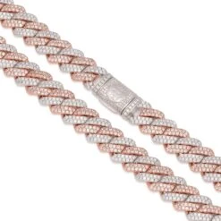 12mm Rose Gold Iced Diamond-Cut Miami Cuban Link Chain -King Ice 12mm rose gold iced diamond cut miami cuban chain king ice 32649893118127
