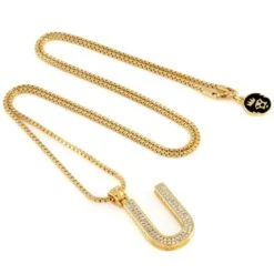 14K Gold Letter "U" Necklace -King Ice 14k gold letter u necklace 14k gold 1 6 king ice 14888839315510