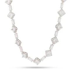 14mm Clustered Princess-Cut Tennis Chain -King Ice 14mm clustered princess cut tennis chain gold plated white gold 18 king ice 30549816246447