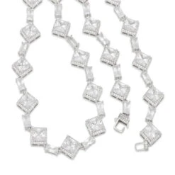 14mm Clustered Princess-Cut Tennis Chain -King Ice 14mm clustered princess cut tennis chain king ice 30549655257263