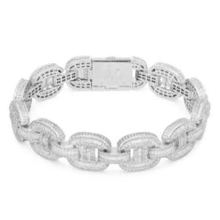 14mm Iced Baguette-Cut G-Link Bracelet -King Ice 14mm iced baguette cut g link bracelet gold plated white gold 8 king ice 31822476673199