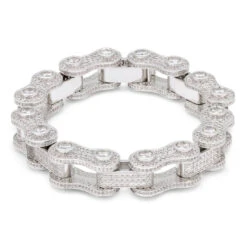 14mm Iced Bike Chain Bracelet -King Ice 14mm iced bike chain bracelet white gold 8 king ice 14871426465846