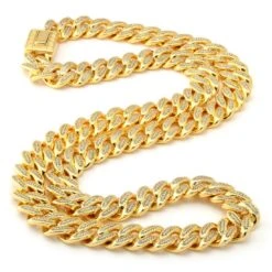 15mm Classic Iced Miami Cuban Link Chain -King Ice 15mm classic iced miami cuban chain king ice 14887890714678