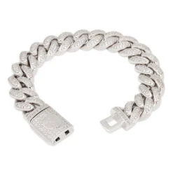 15mm Iced Miami Cuban Link Bracelet -King Ice 15mm iced miami cuban bracelet king ice 30529347813551