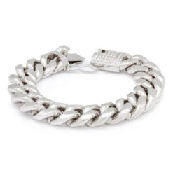 16mm Miami Cuban Link Bracelet -King Ice 16mm miami cuban bracelet white gold 8 king ice 14870750396470