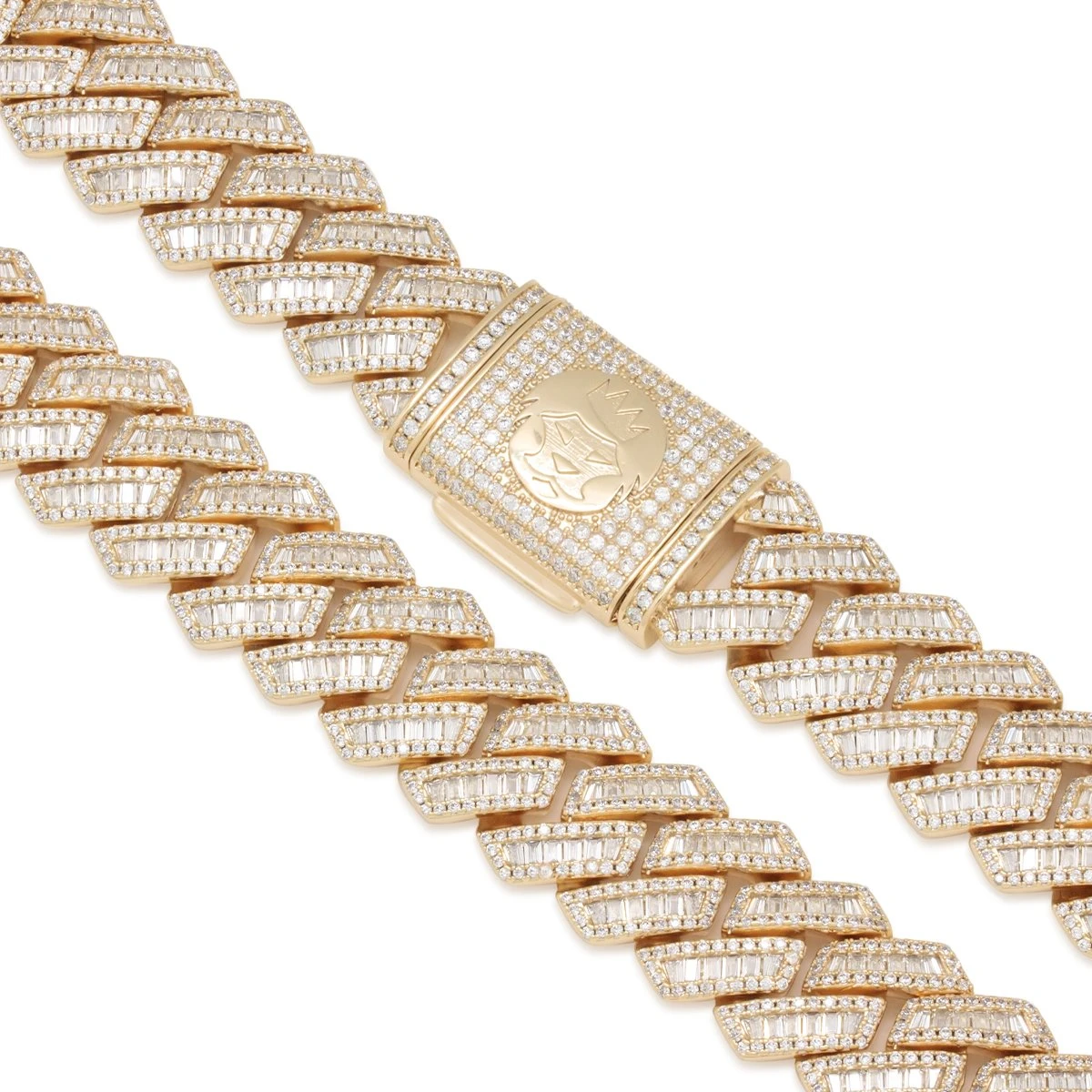 18mm Iced Diamond Cut Baguette Miami Cuban Link Chain 4 18mm Iced Diamond Cut Baguette Miami Cuban Link Chain - Image 4