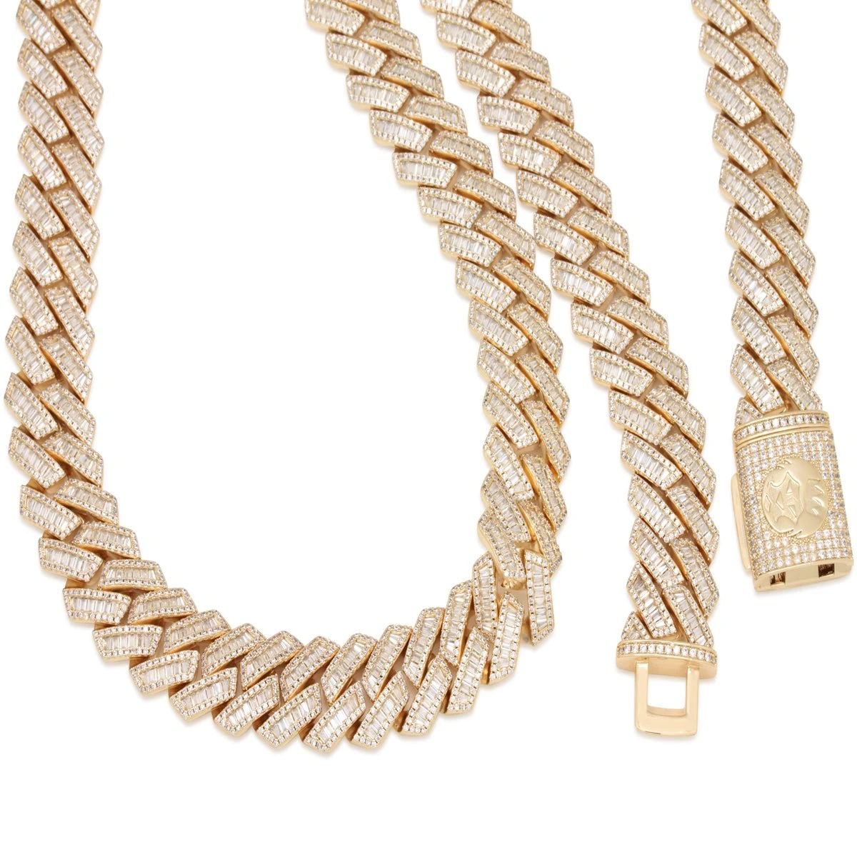 18mm Iced Diamond Cut Baguette Miami Cuban Link Chain 3 18mm Iced Diamond Cut Baguette Miami Cuban Link Chain - Image 3
