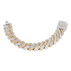 18mm Iced Diamond Cut Miami Cuban Link Bracelet -King Ice 18mm iced diamond cut miami cuban bracelet two tone 7 king ice 30595491922095