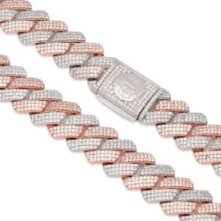 18mm Rose Gold Iced Diamond-Cut Miami Cuban Link Chain -King Ice 18mm rose gold iced diamond cut miami cuban chain king ice 32649892593839