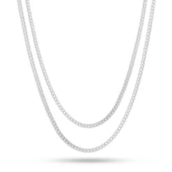 3mm Franco Chain Choker Set -King Ice 2 5mm franco chain choker set gold plated white gold 18 20 king ice 30590516232367