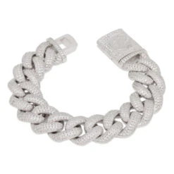 20mm Iced Miami Cuban Link Bracelet -King Ice 20mm iced miami cuban bracelet white gold 8 king ice 30548451459247