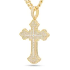 Fleur De Lis Cross Necklace 24 Fleur De Lis Cross Necklace -King Ice 2pac x king ice fleur de lis cross necklace 14k gold 3 king ice 30570864246959