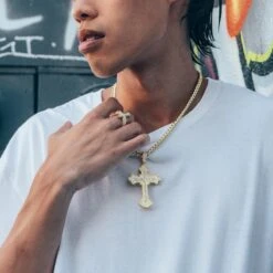 Fleur De Lis Cross Necklace 27 Fleur De Lis Cross Necklace -King Ice 2pac x king ice fleur de lis cross necklace king ice 30570961273007