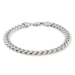 3mm Miami Cuban Link Bracelet -King Ice 3mm miami cuban bracelet sterling silver white gold 8 king ice 34856219148463