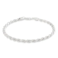 3mm Rope Bracelet 7 3mm Rope Bracelet -King Ice 4mm rope bracelet sterling silver white gold 8 king ice 34856231076015