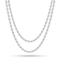 3mm Rope Chain Choker Set 16 3mm Rope Chain Choker Set -King Ice 4mm rope chain choker set gold plated white gold 18 20 king ice 30565248696495