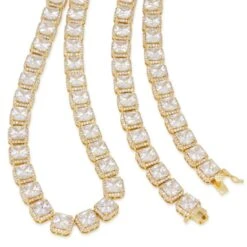 5mm Princess-Cut Tennis Chain 8 5mm Princess-Cut Tennis Chain -King Ice 5mm princess cut tennis chain gold plated 14k gold 22 king ice 30528136577199