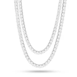 5mm Tennis Chain Choker Set -King Ice 5mm tennis chain choker set gold plated white gold 18 20 king ice 30527380291759