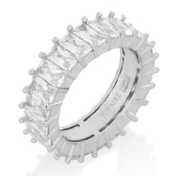 6mm Baguette Ring -King Ice 6mm baguette ring sterling silver white gold 7 king ice 36122645561519