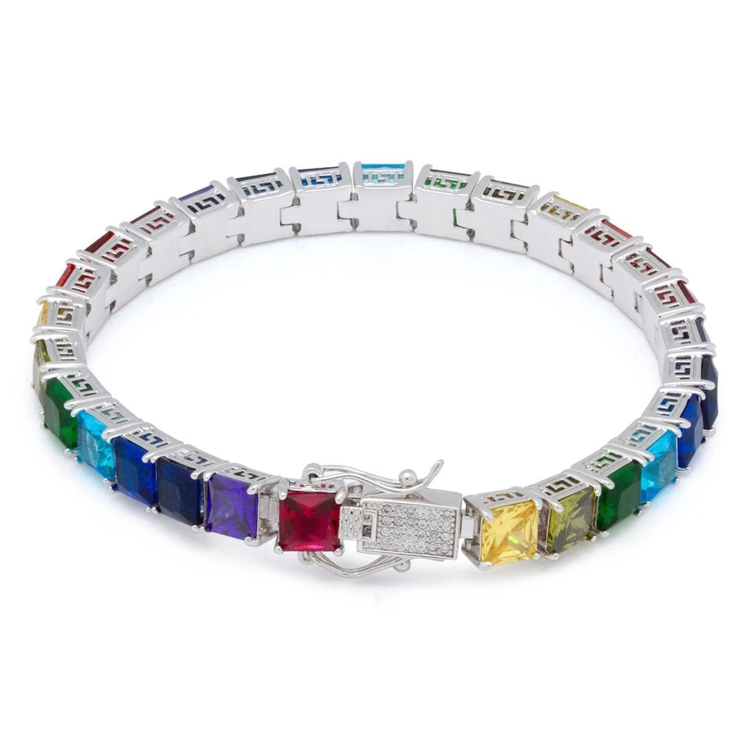 6mm Princess-Cut Spectrum Tennis Bracelet 4 6mm Princess-Cut Spectrum Tennis Bracelet - Image 4