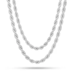 5mm Rope Chain Choker Set -King Ice 6mm rope chain choker set gold plated white gold 18 20 king ice 22677020901551