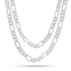 8mm Figaro Chain Choker Set 15 8mm Figaro Chain Choker Set -King Ice 8mm figaro chain choker set gold plated white gold 18 20 king ice 17266542870582