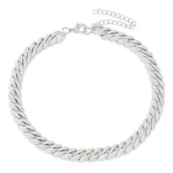 8mm Iced Miami Cuban Link Choker Chain -King Ice 8mm iced miami cuban choker chain gold plated white gold adjustable king ice 30923400085679