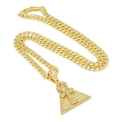 Ankh Key Pyramid Necklace -King Ice ankh pyramid necklace 14k gold 1 6 king ice 14869869953078