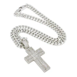 Baguette Cut Cross Necklace 18 Baguette Cut Cross Necklace -King Ice baguette cut cross necklace king ice 14868889403446