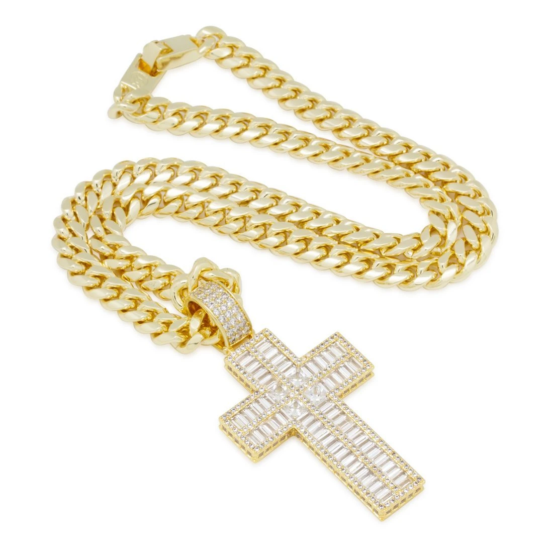Baguette Cut Cross Necklace 3 Baguette Cut Cross Necklace - Image 3