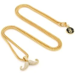 Barber Shop Mustache Necklace -King Ice barber shop mustache necklace 14k gold 0 7 king ice 14887779303478