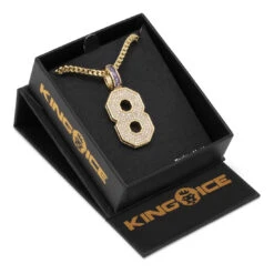 Black Mamba Classic Number 8 Necklace -King Ice black mamba classic number 8 necklace 14k gold 1 7 king ice 30592644448431