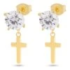Brilliant-Cut Hanging Cross Earrings