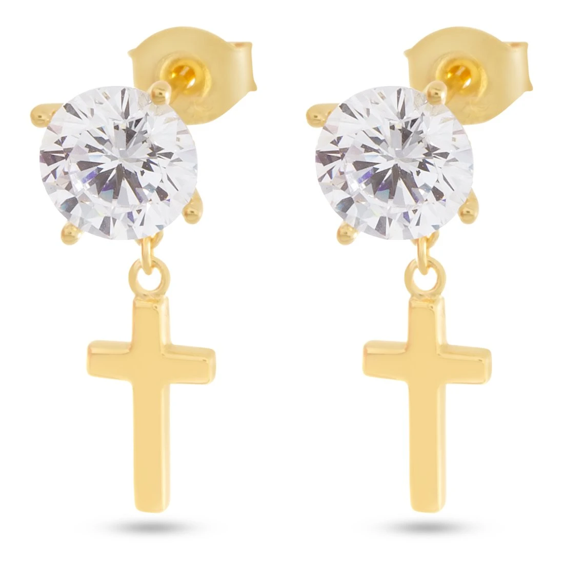 Brilliant-Cut Hanging Cross Earrings 1 Brilliant-Cut Hanging Cross Earrings