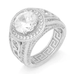 Brilliant-Cut Signet Ring -King Ice brilliant cut signet ring sterling silver white gold 7 king ice 30596161306799