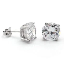 Brilliant-Cut Stud Earrings -King Ice brilliant cut stud earrings solid gold white gold 5mm king ice 30524978495663