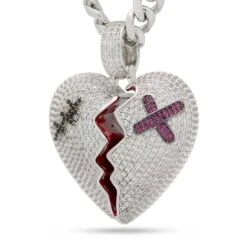 Broken Heart Necklace 16 Broken Heart Necklace -King Ice broken heart necklace white gold 2 king ice 30533276270767