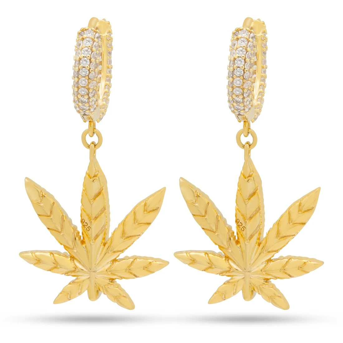 Iced Cannabis Leaf Hanging Earrings 2 Iced Cannabis Leaf Hanging Earrings - Image 2