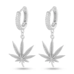 Cannabis Leaf Hanging Earrings 8 Cannabis Leaf Hanging Earrings -King Ice cannabis leaf hanging earrings white gold sterling silver 1 3 king ice 34600736653487
