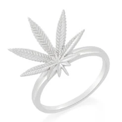 Cannabis Leaf Ring 14 Cannabis Leaf Ring -King Ice cannabis leaf ring white gold sterling silver 1 3 king ice 34601002991791