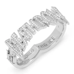 Death Row Records X King Ice - Death Row Two-Finger Ring -King Ice death row records x king ice death row two finger ring sterling silver white gold one size king ice 30550100213935