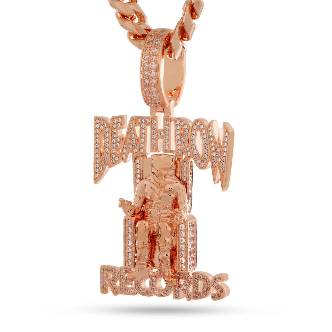 Death Row Records X King Ice - LE Rose Gold Iced Logo Necklace 1 Death Row Records X King Ice - LE Rose Gold Iced Logo Necklace