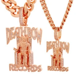 Death Row Records X King Ice - LE Rose Gold Iced Logo Necklace 17 Death Row Records X King Ice - LE Rose Gold Iced Logo Necklace -King Ice death row records x king ice le rose gold iced logo necklace king ice 36866179367087