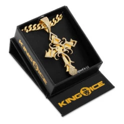 Designed By Mike Zombie - All I Cross Is Chainz Necklace -King Ice designed by mike zombie all i cross is chainz necklace gold plated 14k gold 3 king ice 36697483641007