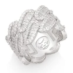 Diamond-Cut Miami Cuban Link Ring 7 Diamond-Cut Miami Cuban Link Ring -King Ice diamond cut miami cuban link ring sterling silver white gold 7 king ice 37343517474991